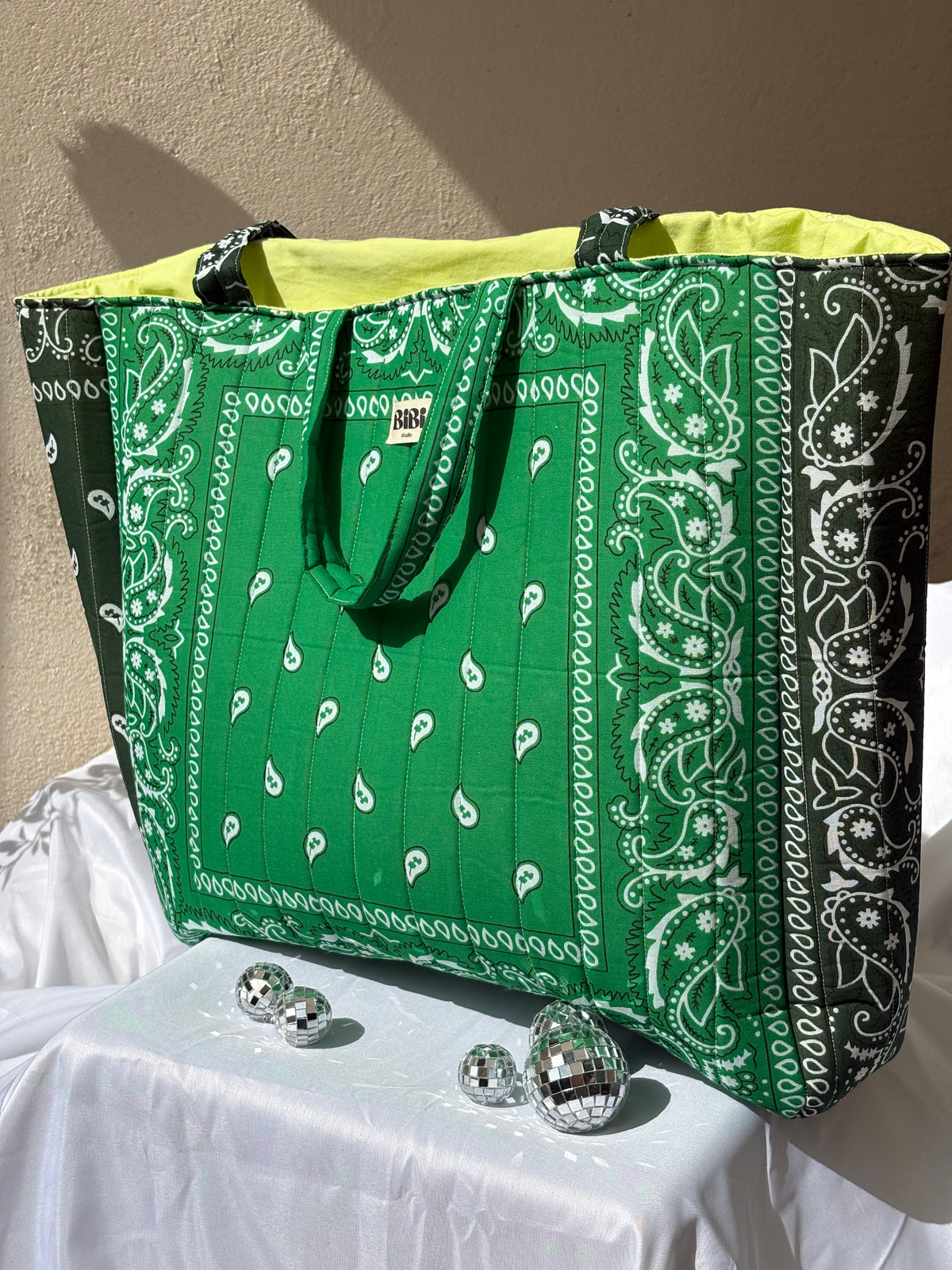 Cabas bandana vert